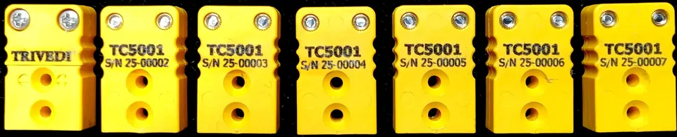 Yellow engraved serial number equipment tags