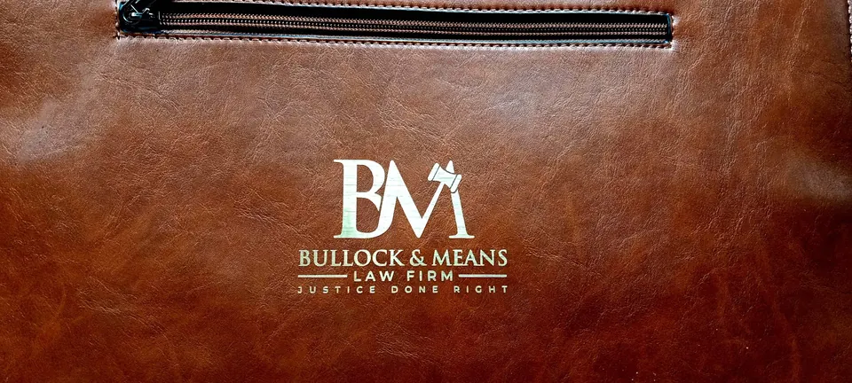 Leather portfolio engraved with a law firm logo