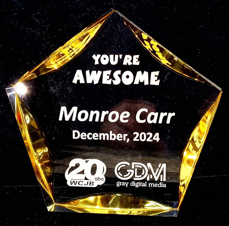 Gold crystal pentagon appreciation award